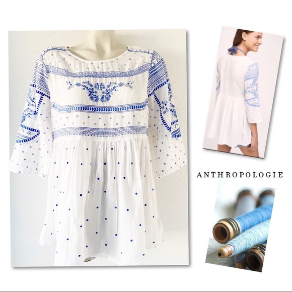Anthropologie Tops - Anthropologie Mermaid Meadowbrook White Johnny Top Anthropologie Tops - Anthropologie Mermaid Meadowbrook White Johnny Top